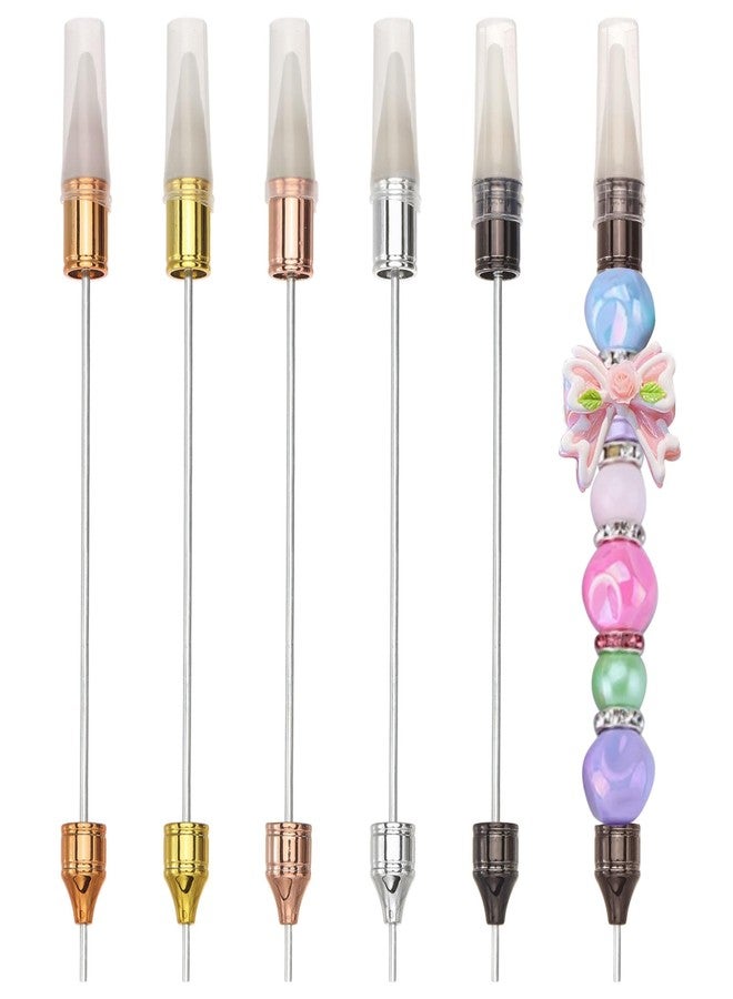 beinkmake 6Pcs Beadable Rhinestone Picker Dotting Pen Rhinestone Adding Dual-ended Beadable Handle DIY Nail Art Decoration Tool for Pick Up and Place Gems Crystals - Image 1